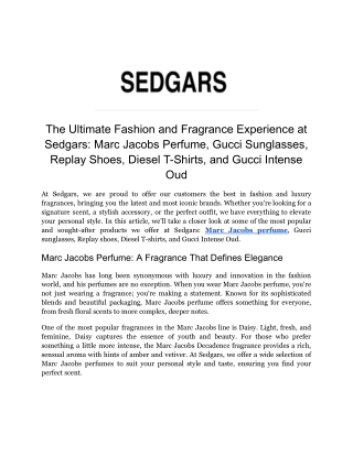 Marc Jacobs Perfume for Women - Sedgars