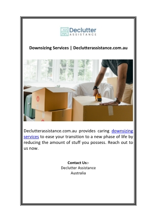 Downsizing Services | Declutterassistance.com.au