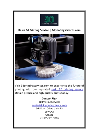 Resin 3d Printing Service | 3dprintingservices.com