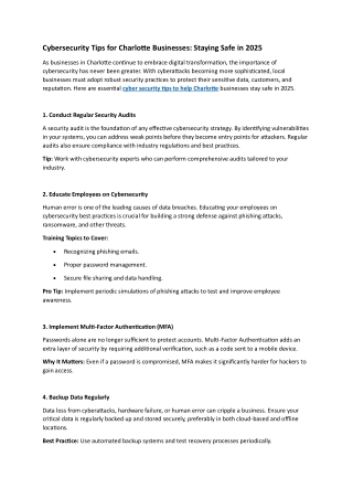 Cybersecurity Tips for Charlotte Businesses in 2025