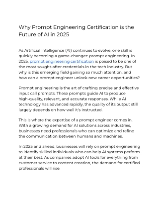 Why Prompt Engineering Certification is the Future of AI in 2025