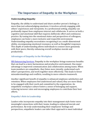 The Importance of Empathy in the Workplace
