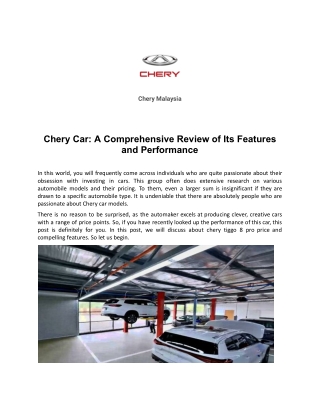 Chery Car_ A Comprehensive Review of Its Features and Performance