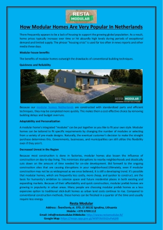 How Modular Homes Are Very Popular In Netherlands