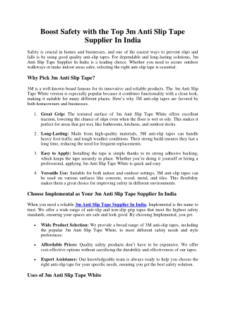 Boost Safety with the Top 3m Anti Slip Tape Supplier In India