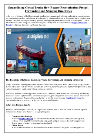 Streamlining Global Trade How Ruzave Revolutionizes Freight Forwarding and Shipping Directories