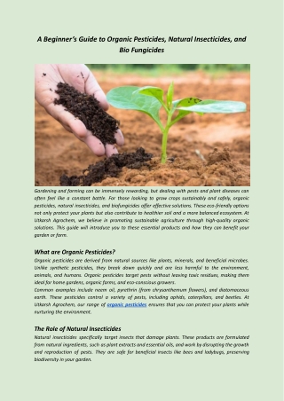 A Beginner’s Guide to Organic Pesticides, Natural Insecticides, and Bio Fungicides