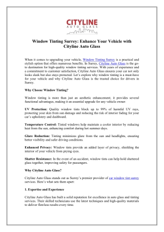 Affordable Window Tinting Solutions in Surrey