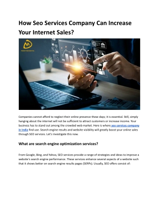 How Seo Services Company Can Increase Your Internet Sales?