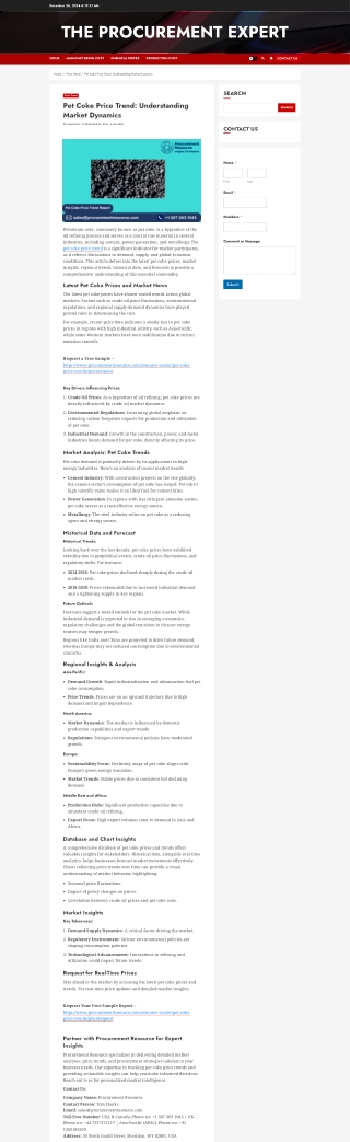 Pet Coke Price Trend