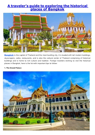 A traveler’s guide to exploring the historical places of Bangkok (1)