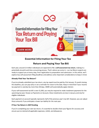 Essential Information for Filing Your Tax