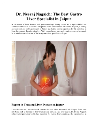 Dr. Neeraj Nagaich The Best Gastro Liver Specialist in Jaipur