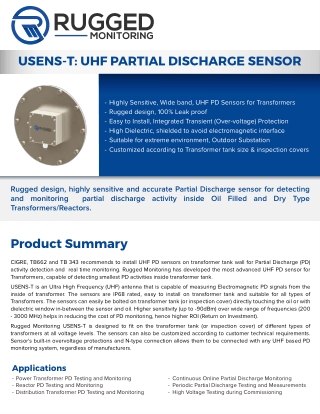 UHF PD Sensor for Transformers  USENST - Rugged Monitoring