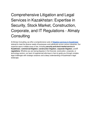 Comprehensive Litigation and Legal Services in Kazakhstan_ Expertise in Security, Stock Market, Construction, Corporate,
