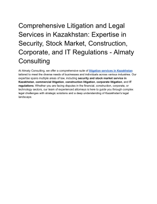 Comprehensive Litigation and Legal Services in Kazakhstan_ Expertise in Security, Stock Market, Construction, Corporate,