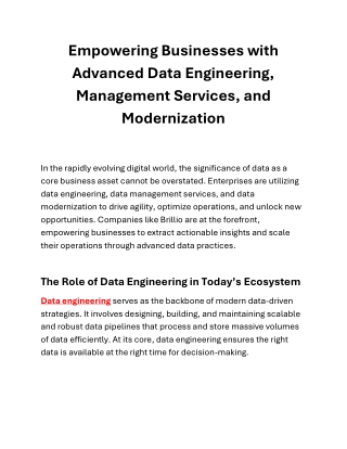 Transforming Data Potential with Brillio's Comprehensive Solutions