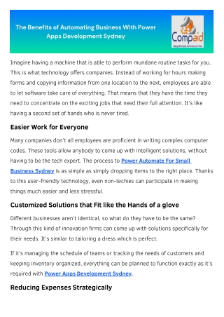 The Benefits of Automating Business With Power Apps Development Sydney