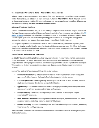 The Most Trusted IVF Center in Jhansi  26 december