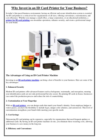 Why Invest in an ID Card Printer for Your Business
