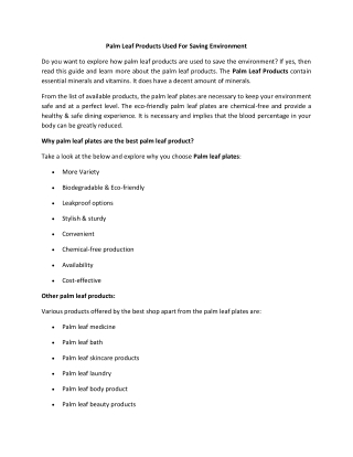 3. Palm Leaf Products used for Saving Environment (1) Done