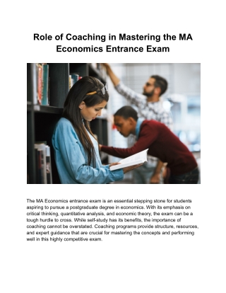 Role of Coaching in Mastering the MA Economics Entrance Exam