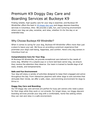 Premium K9 Doggy Day Care and Boarding Services at Buckeye K9