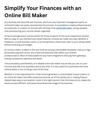 Streamline Your Business with an Online Bill Maker