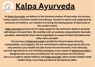 Kalpa Ayurveda the Best Ayurveda in India.