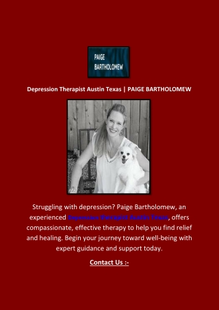 Depression Therapist Austin Texas | PAIGE BARTHOLOMEW