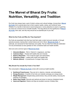 The Marvel of Bharat Dry Fruits_ Nutrition, Versatility, and Tradition
