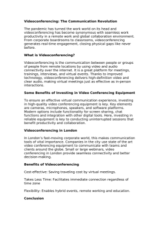 Videoconferencing: The Communication Revolution