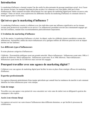 Marketing d'influence : Comment travailler avec une agence de marketing digital