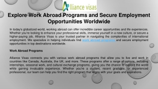 Explore Work Abroad Programs and Secure Employment Opportunities Worldwide