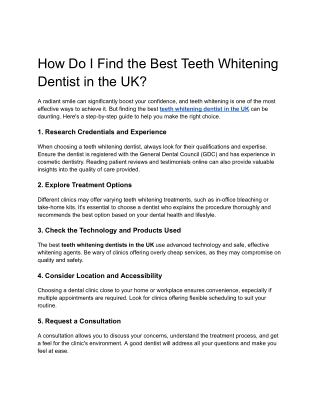 How Do I Find the Best Teeth Whitening Dentist in the UK