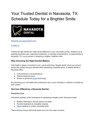 Your Trusted Dentist in Navasota, TX_ Schedule Today for a Brighter Smile