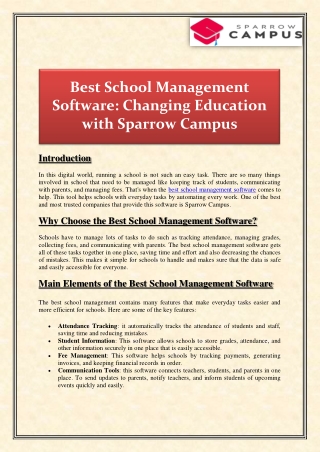 Best School Management Software: Changing Education with Sparrow Campus