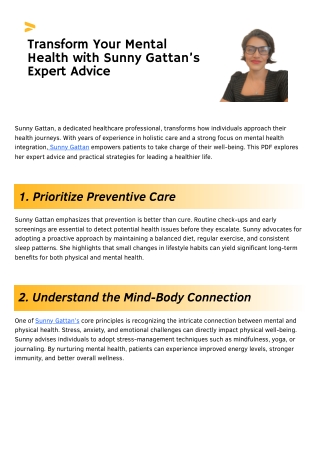 Transform Your Mental Health with Sunny Gattan’s Expert Advice