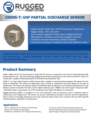 UHF PD Sensor for Transformers  USENST - Rugged Monitoring