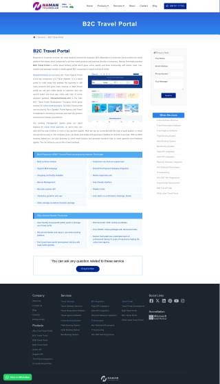 B2C Travel Portal Services | Naman Technolab