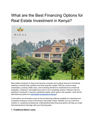 What are the Best Financing Options for Real Estate Investment in Kenya_