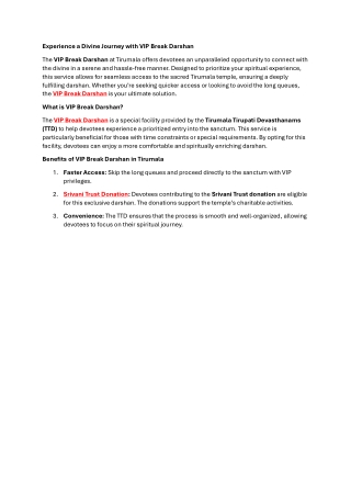 Experience a Divine Journey with VIP Break Darshan