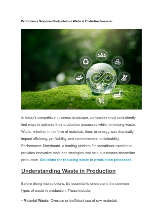 Performance Storyboard Helps Reduce Waste in Production Processes