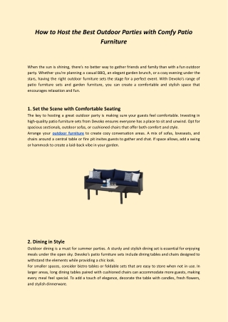 How to Host the Best Outdoor Parties with Comfy Patio Furniture