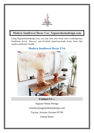 Modern Southwest Decor Usa  Saguarohomedesign.com