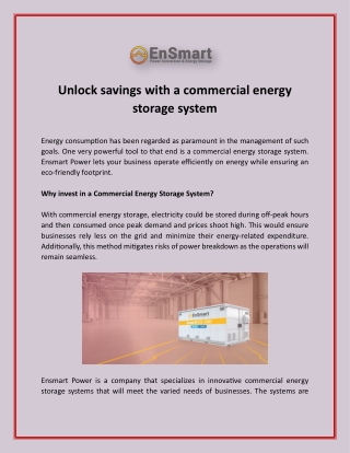 Unlock savings with a commercial energy storage system