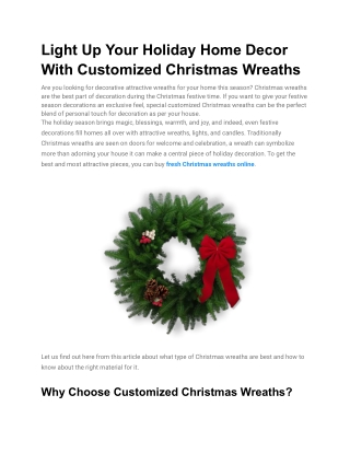 Light Up Your Holiday Home Decor With Customized Christmas Wreaths
