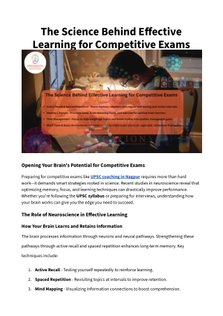 The Science Behind Effective Learning for Competitive Exams