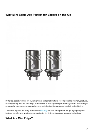 Why Mini Ecigs Are Perfect for Vapers on the Go
