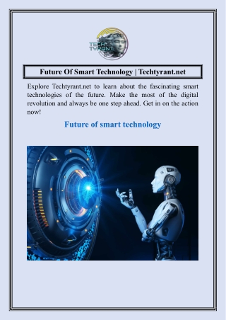 Future Of Smart Technology Techtyrant.net